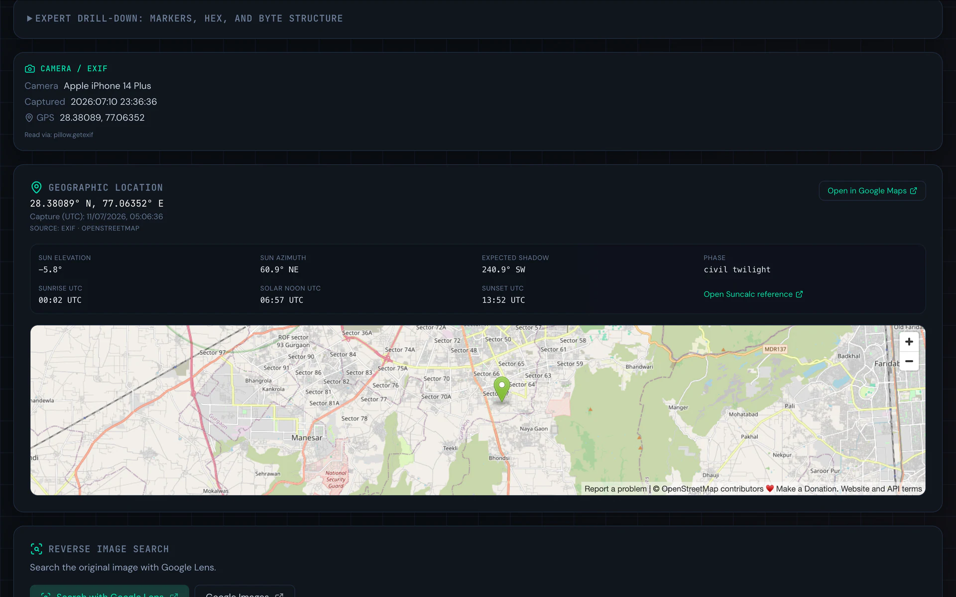 TattvAI metadata and geolocation review